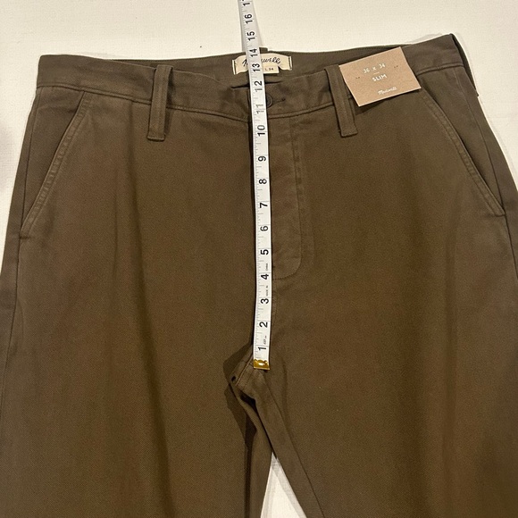 Madewell Men’s Slim Brushed Chino Pants Olive Colored Size 36 x 34 - Picture 9 of 14